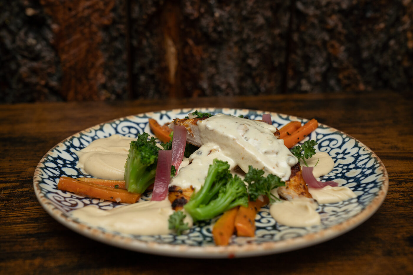 Chicken with mushroom cream sauce at Bláfell