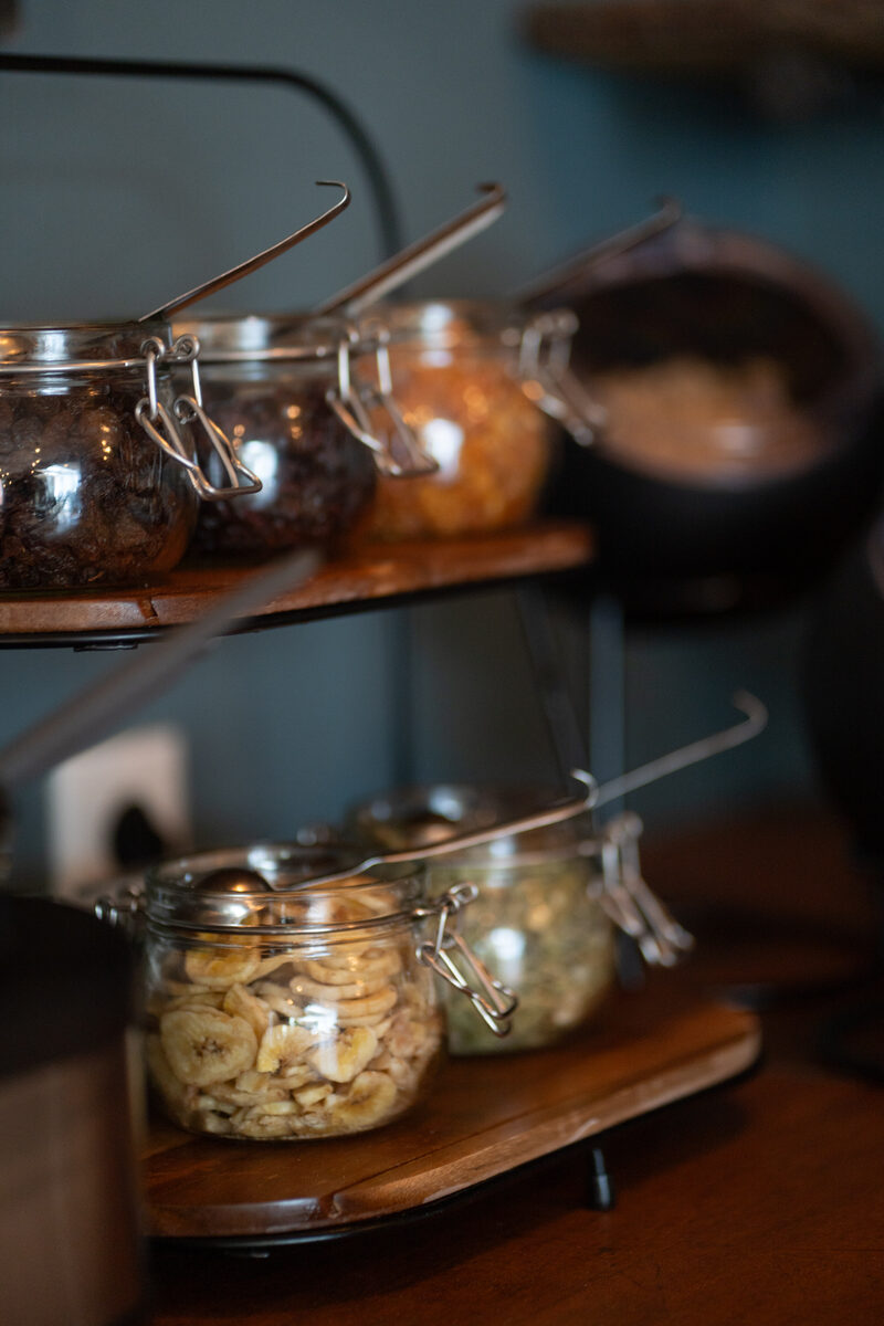 Granola and muesli in glass jars